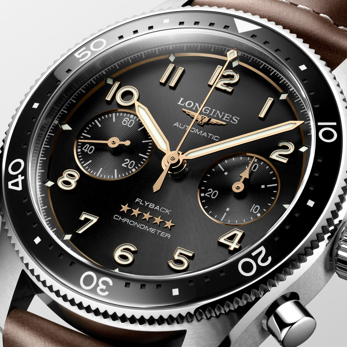 Longines Spirit Flyback 42mm L3.821.4.53.2 Watch for Men - dial close-up