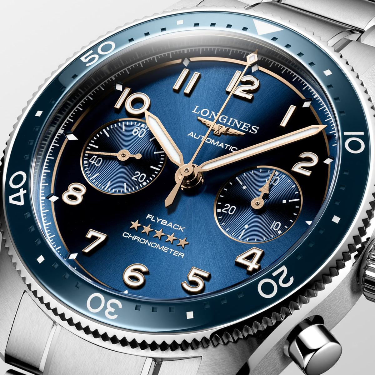 Longines Spirit Flyback 42mm L3.821.4.93.6 Watch for Men - dial close-up
