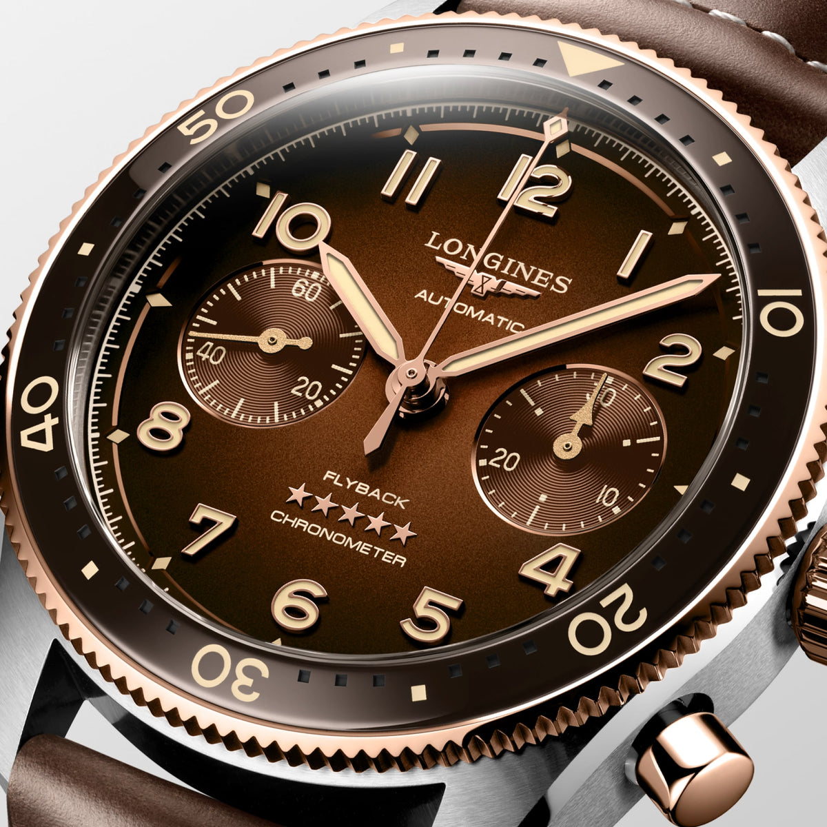 Longines Spirit Flyback 42mm L3.821.5.59.2 Watch for Men - dial close-up