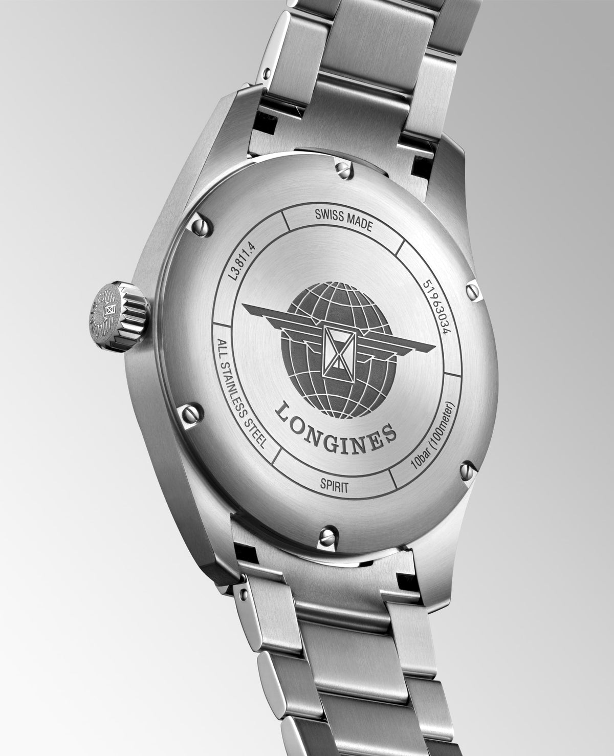Longines Spirit 42mm L3.811.4.73.6 Watch for Men - case-back view