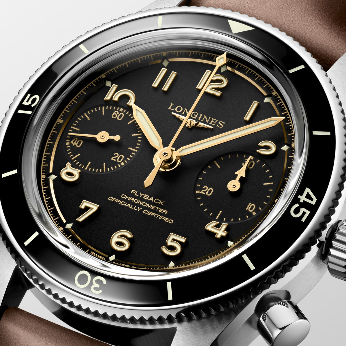 Longines Spirit Pilot Flyback 39.5mm L3.721.4.53.2 Unisex Watch - dial close-up