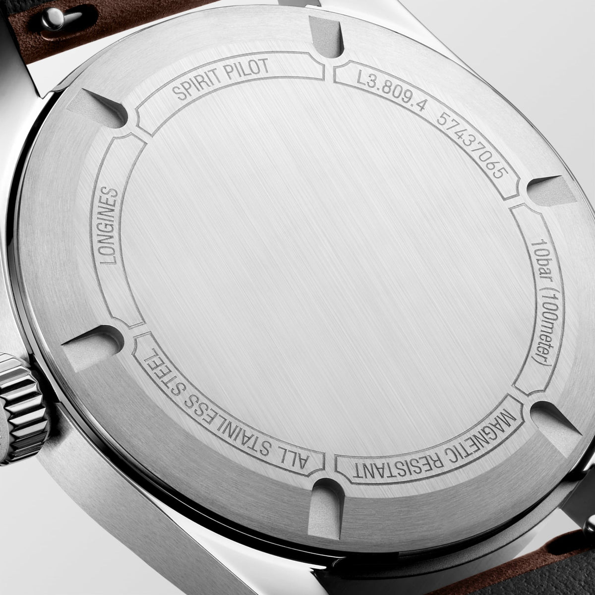 Longines Spirit Pilot 39mm L3.809.4.53.2 Unisex Watch - case-back close-up