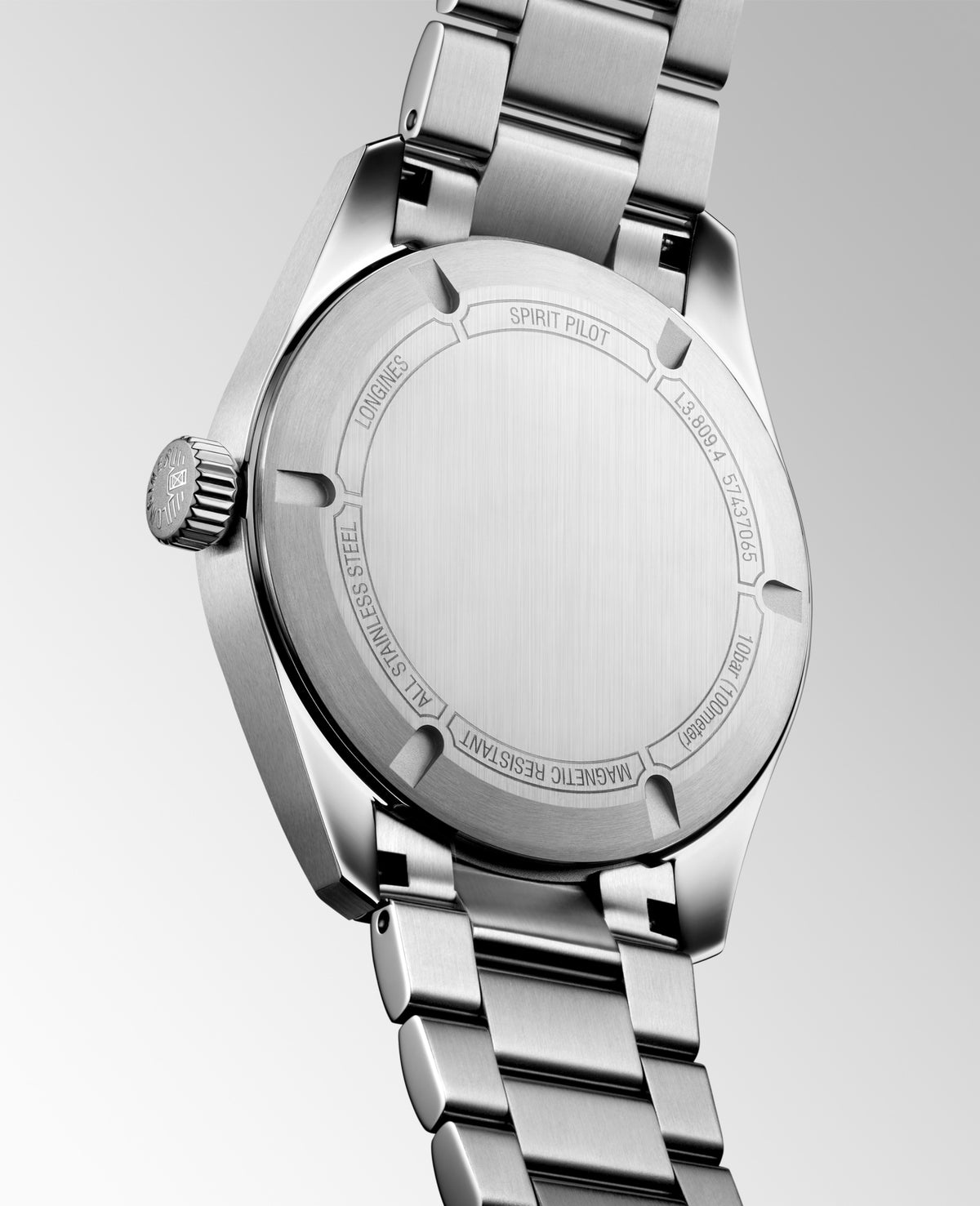 Longines Spirit Pilot 39mm L3.809.4.53.6 Unisex Watch - case-back view