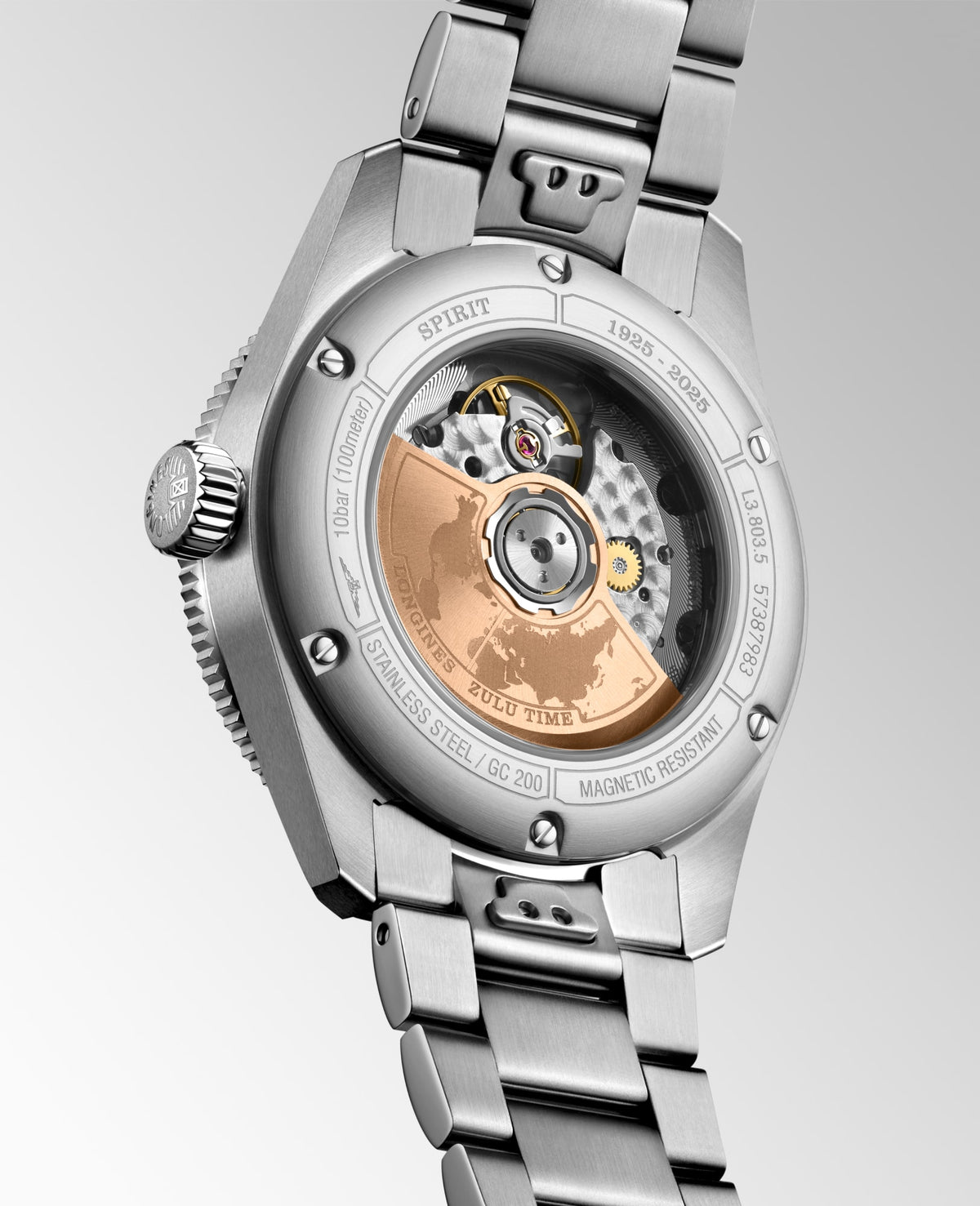 Longines Spirit Zulu Time 1925 39mm L3.803.5.53.6 Unisex Watch - case-back view
