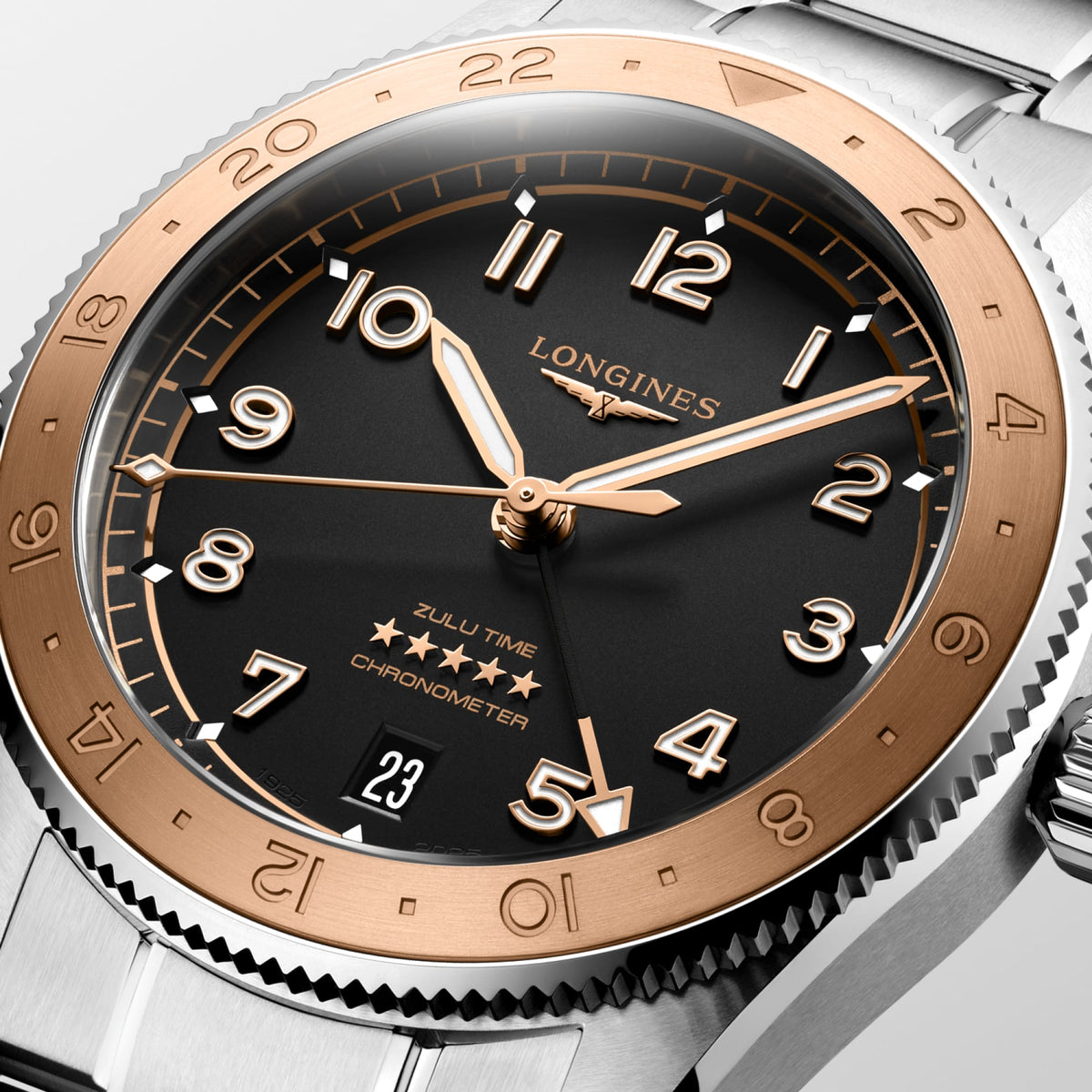 Longines Spirit Zulu Time 1925 39mm L3.803.5.53.6 Unisex Watch - dial close-up