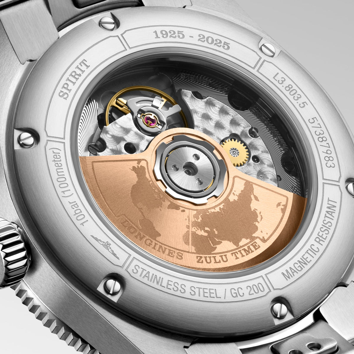 Longines Spirit Zulu Time 1925 39mm L3.803.5.53.6 Unisex Watch - case-back close-up