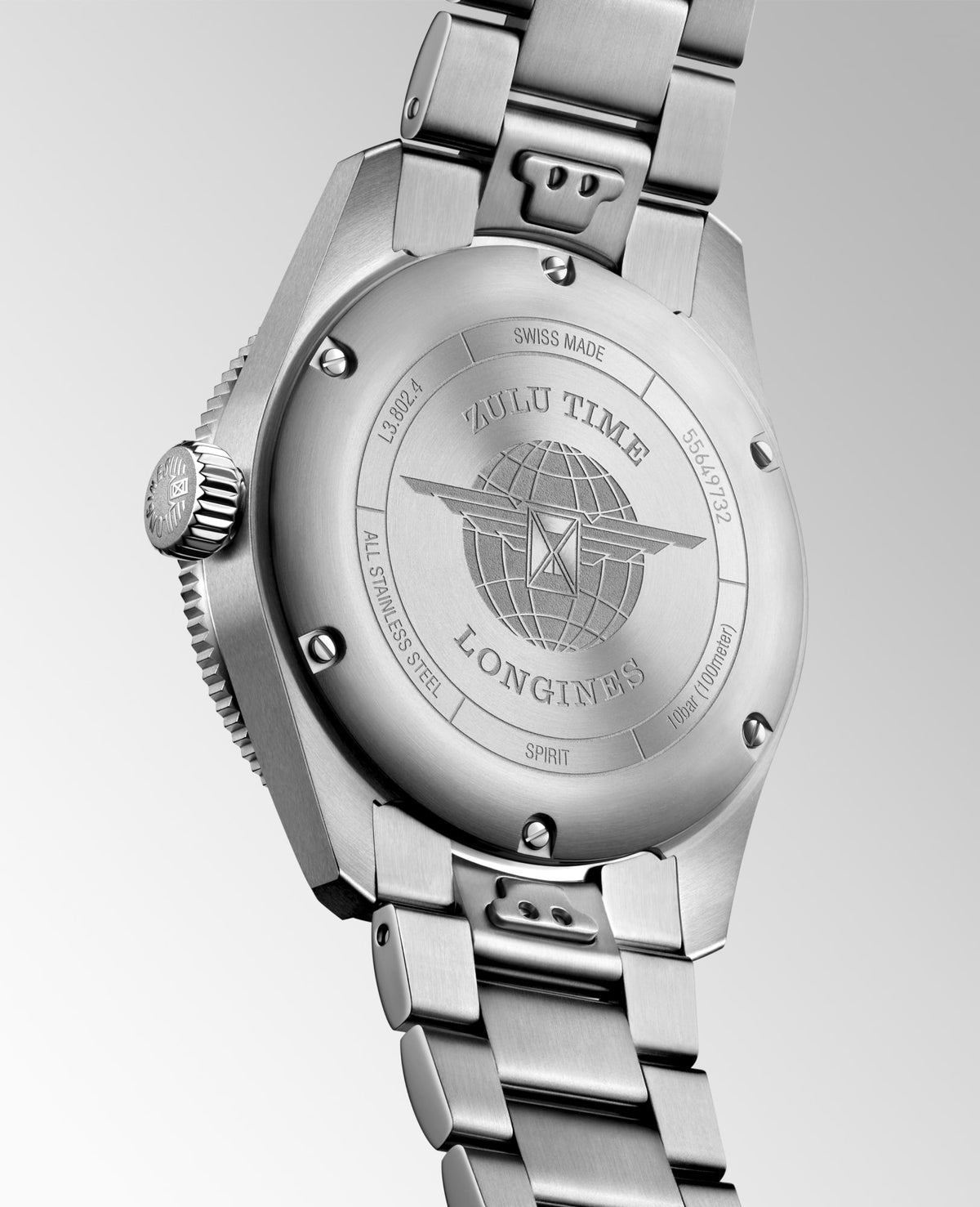 Longines Spirit Zulu Time 39mm L3.802.4.60.6 Unisex Watch - case-back view