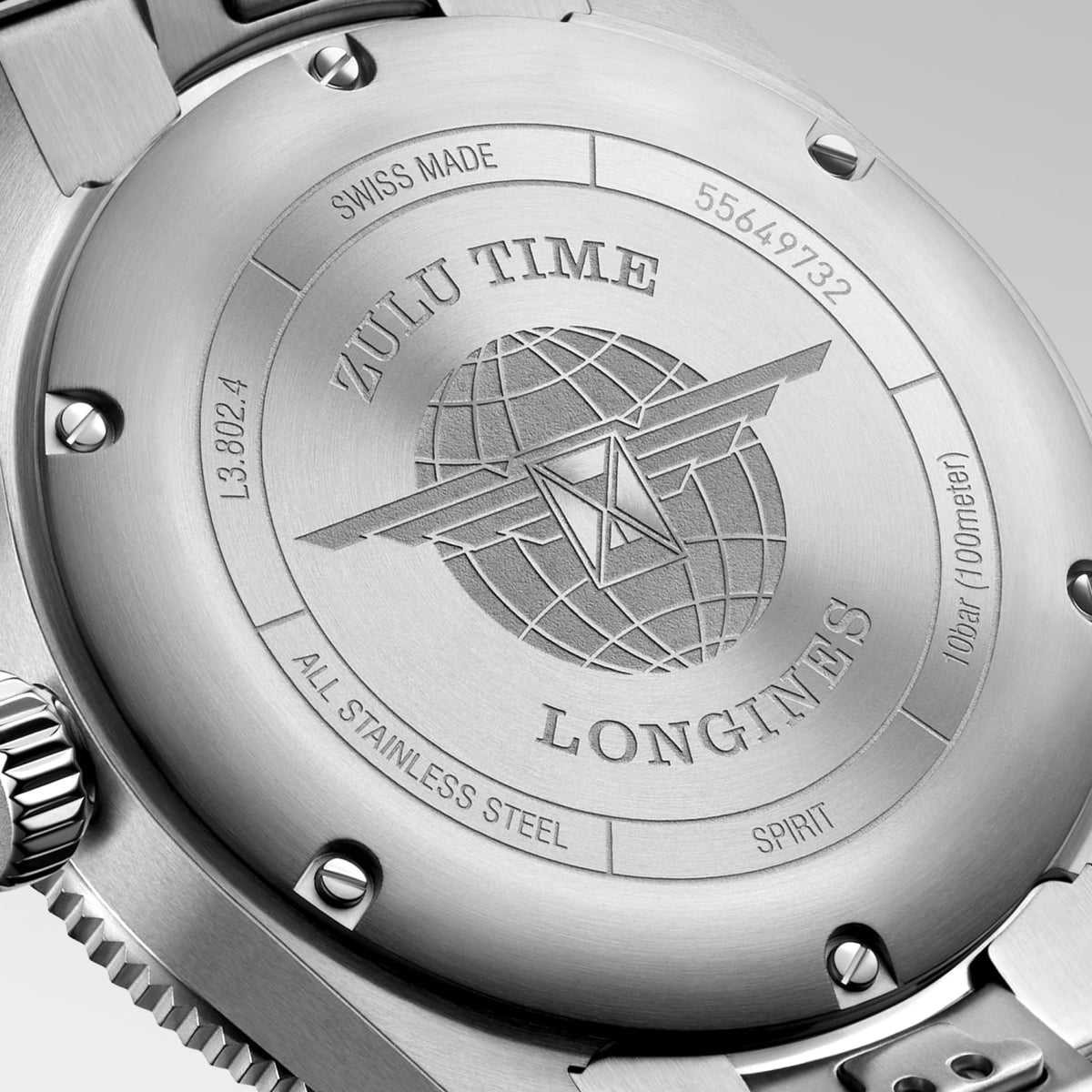 Longines Spirit Zulu Time 39mm L3.802.4.60.6 Unisex Watch - case-back close-up
