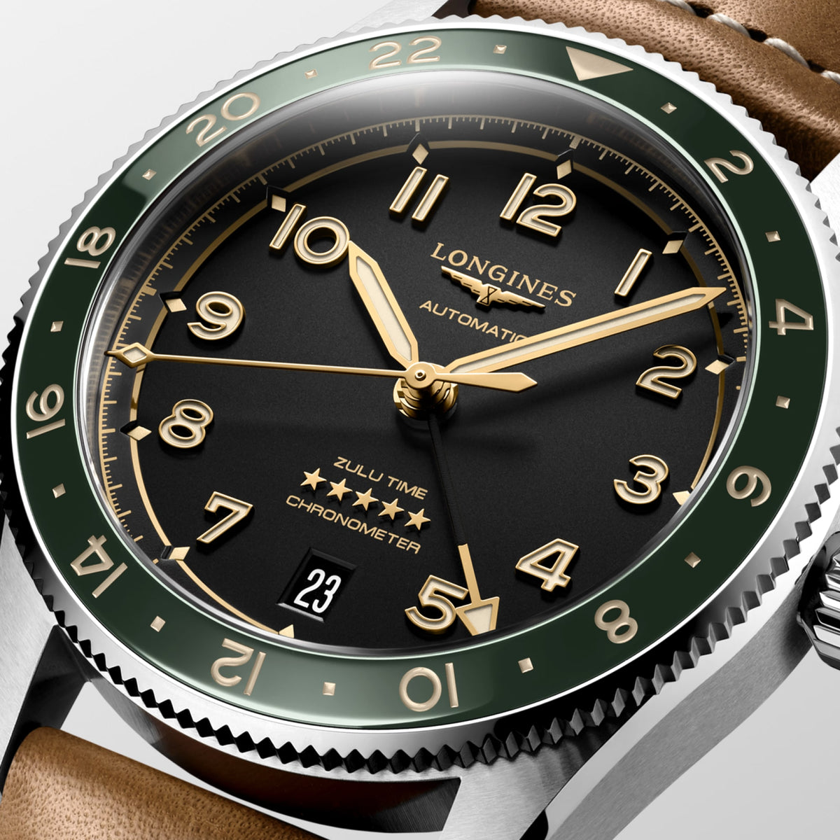 Longines Spirit Zulu Time 39mm L3.802.4.63.2 Unisex Watch - dial close-up