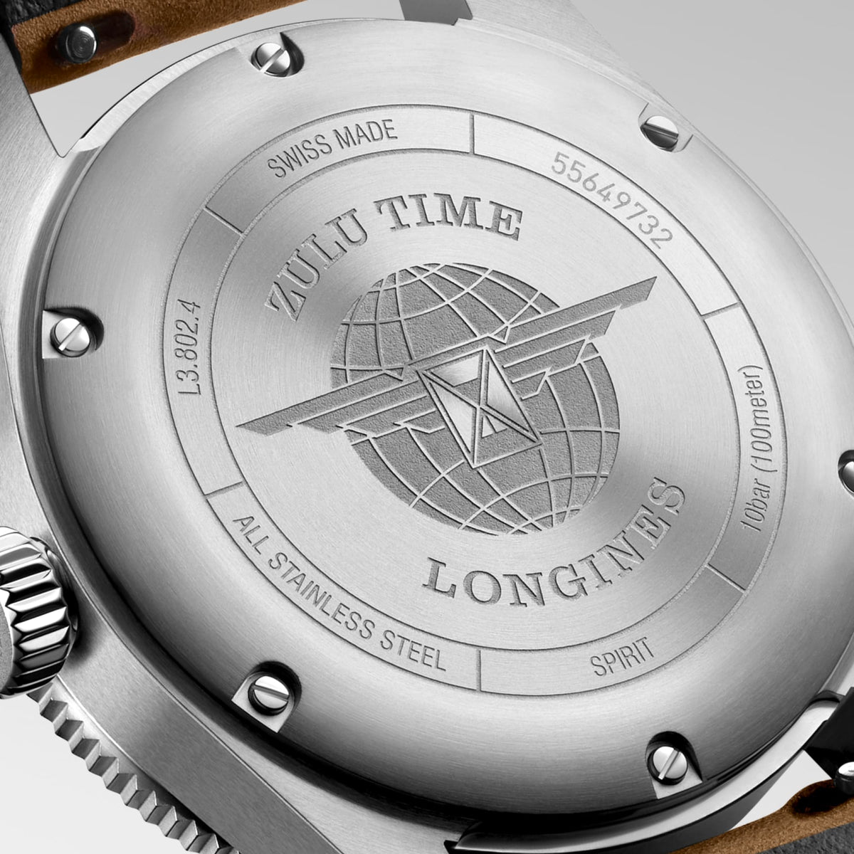 Longines Spirit Zulu Time 39mm L3.802.4.63.2 Unisex Watch - case-back close-up