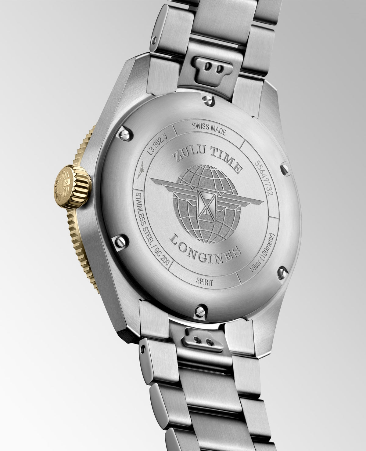 Longines Spirit Zulu Time 39mm L3.802.5.53.6 Unisex Watch - case-back view