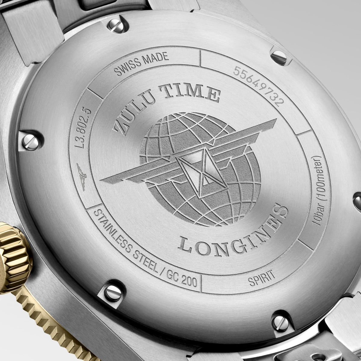 Longines Spirit Zulu Time 39mm L3.802.5.53.6 Unisex Watch - case-back close-up