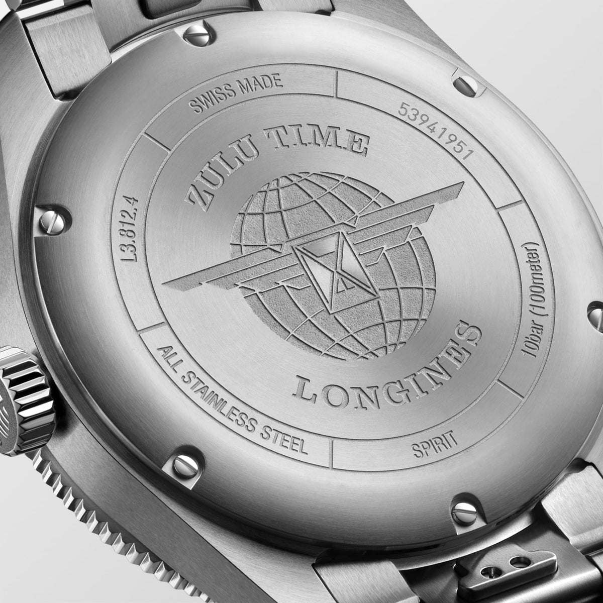 Longines Spirit Zulu Time 42mm L3.812.4.60.6 Watch for Men - case-back close-up