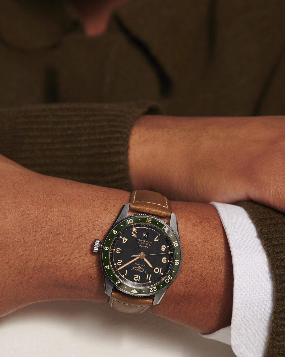 Longines Spirit Zulu Time 42mm L3.812.4.63.2 Watch for Men - on the wrist