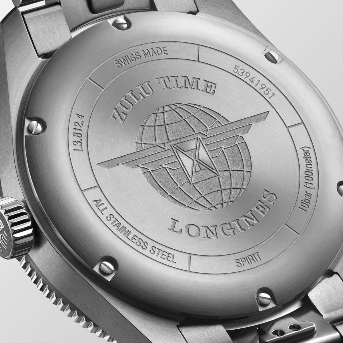 Longines Spirit Zulu Time 42mm L3.812.4.63.6 Watch for Men - case-back close-up