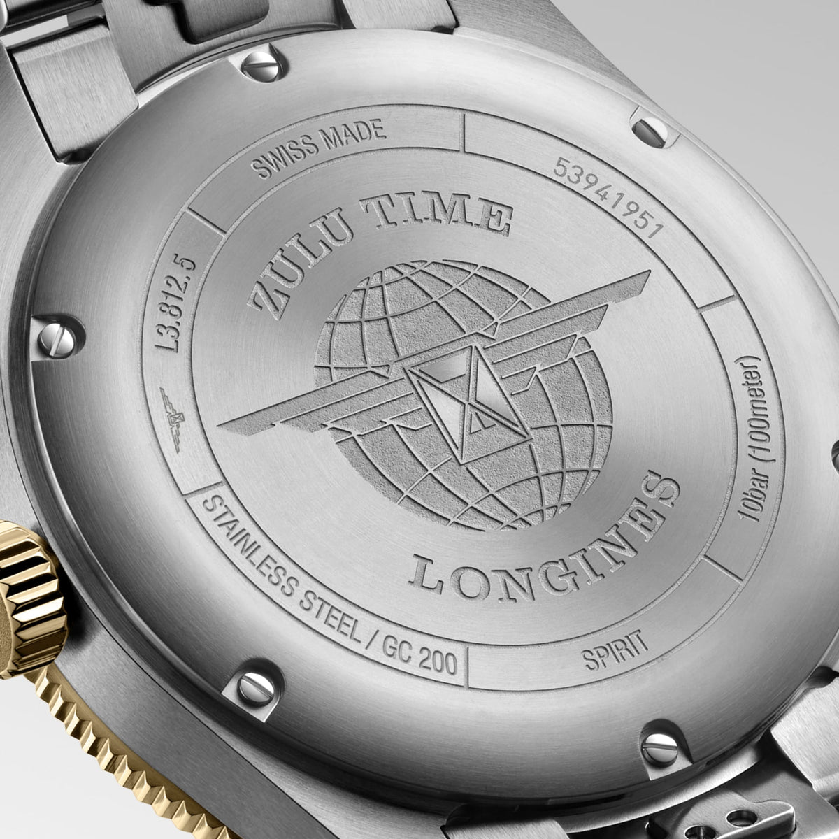 Longines Spirit Zulu Time 42mm L3.812.5.53.6 Watch for Men - case-back close-up