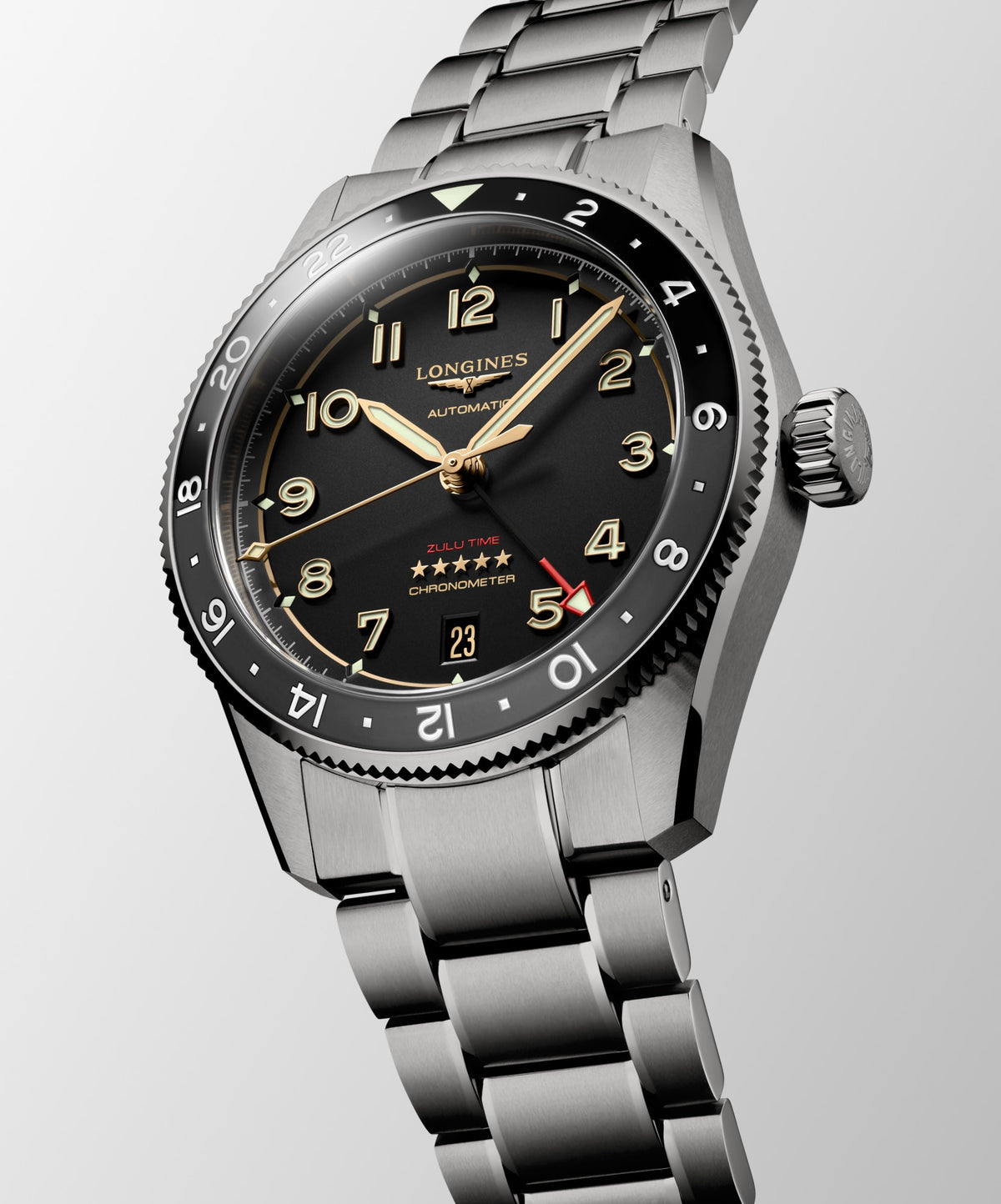 Longines Spirit Zulu Time Titanium 39mm L3.802.1.53.6 Unisex Watch - dial view
