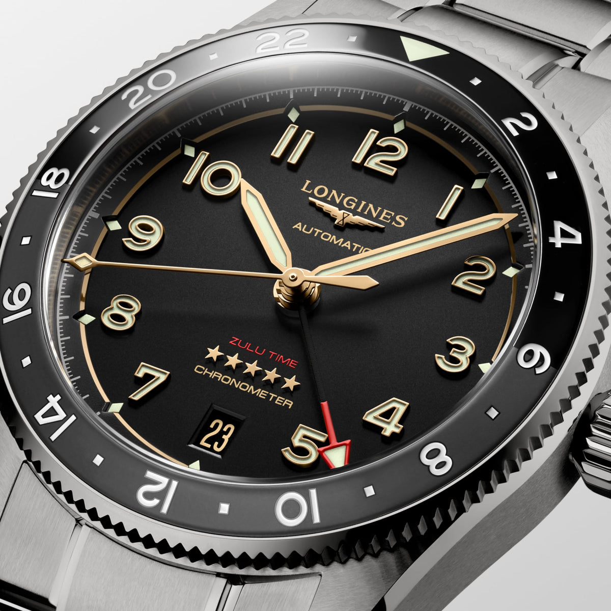 Longines Spirit Zulu Time Titanium 39mm L3.802.1.53.6 Unisex Watch - dial close-up
