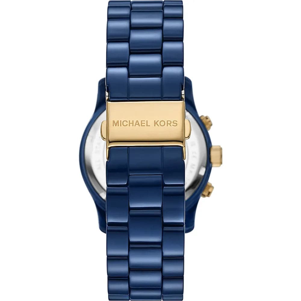 Michael Kors Runway 38 mm Blue Dial Stainless Steel Chronograph Watch for Women - MK7332 - Kamal Watch Company