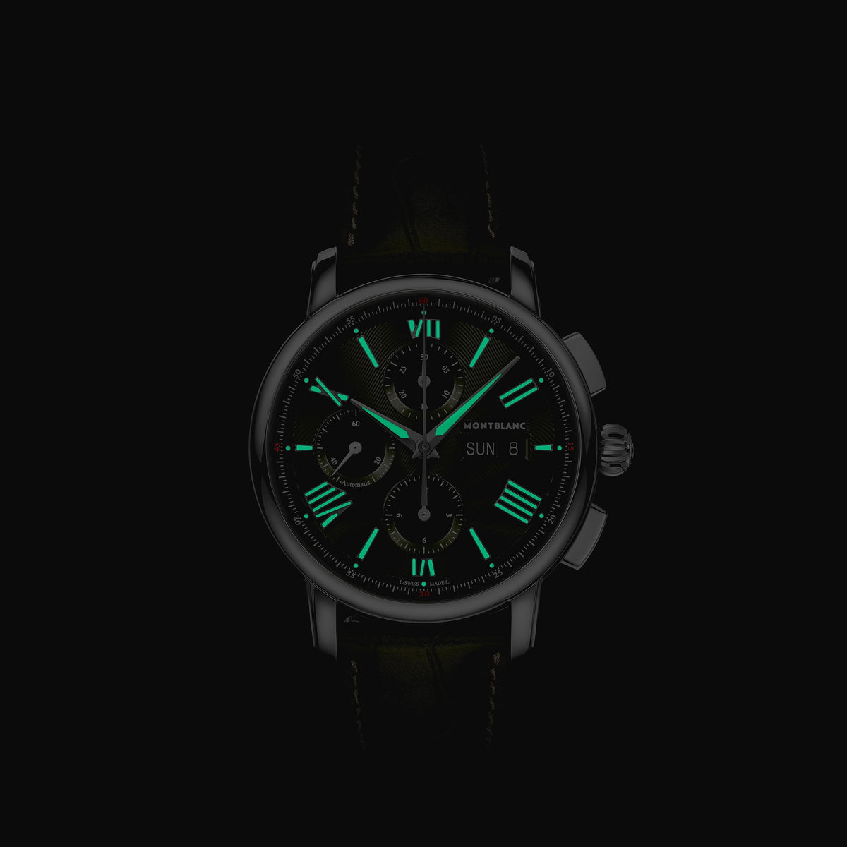Montblanc Star Legacy Chronograph Day & Date Limited Edition MB132950, green dial, leather strap – view 6 of 7