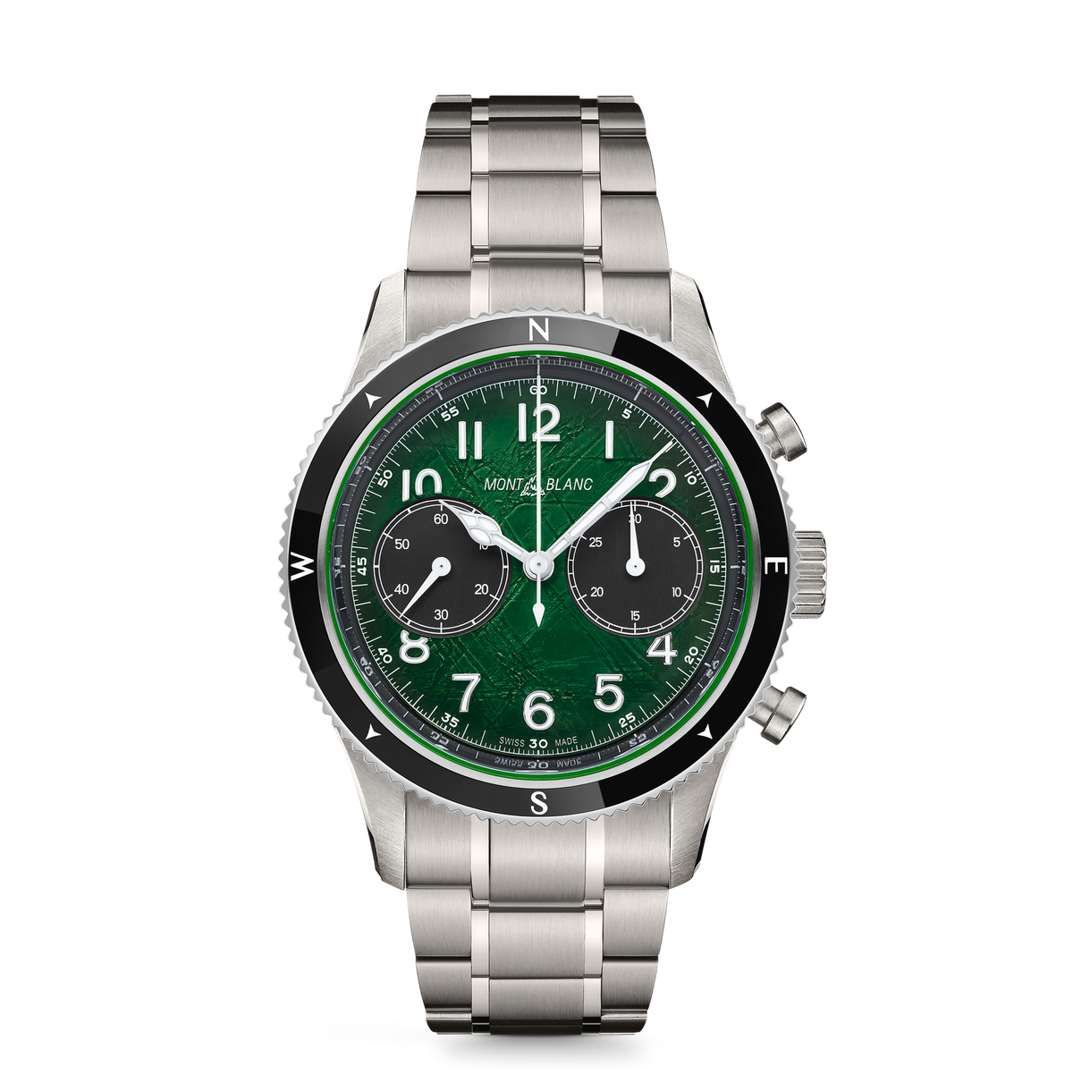 Montblanc 1858 Automatic Chronograph 0 Oxygen MB133298, green sfumato glacier dial, steel bracelet – view 1 of 3