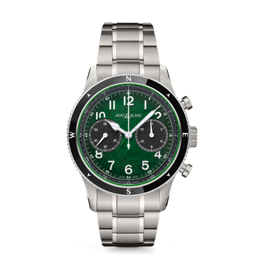 Montblanc 1858 Automatic Chronograph 0 Oxygen MB133298, green sfumato glacier dial, steel bracelet – view 1 of 3