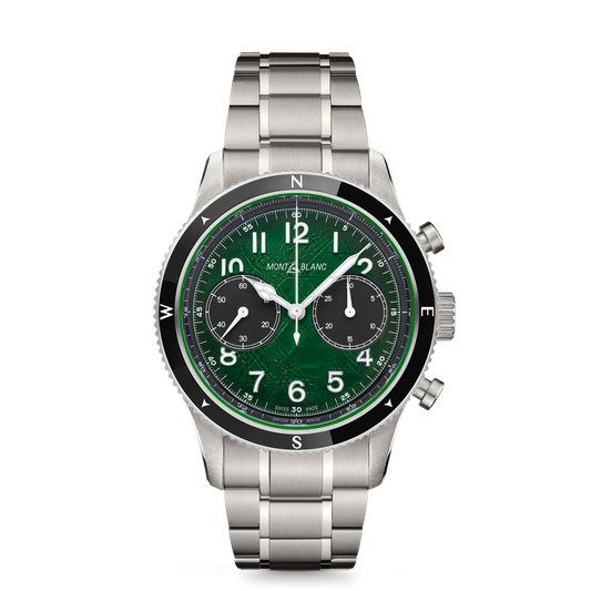 Montblanc 1858 Automatic Chronograph 0 Oxygen MB133298, green sfumato glacier dial, steel bracelet – view 1 of 3