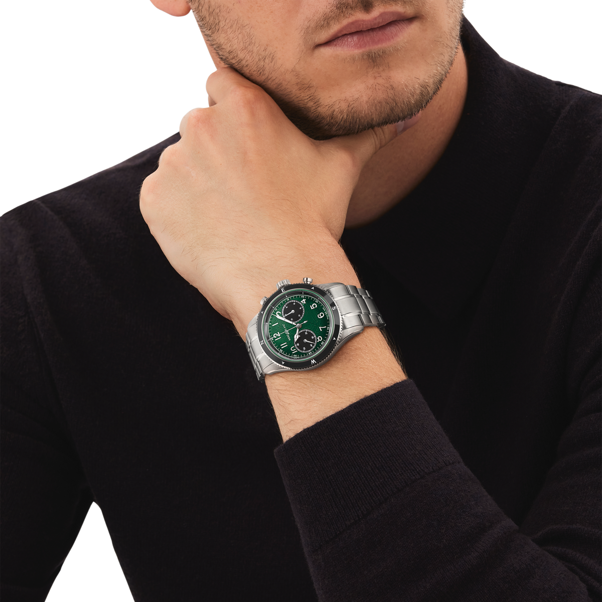 Montblanc 1858 Automatic Chronograph 0 Oxygen MB133298, green sfumato glacier dial, steel bracelet – view 2 of 3