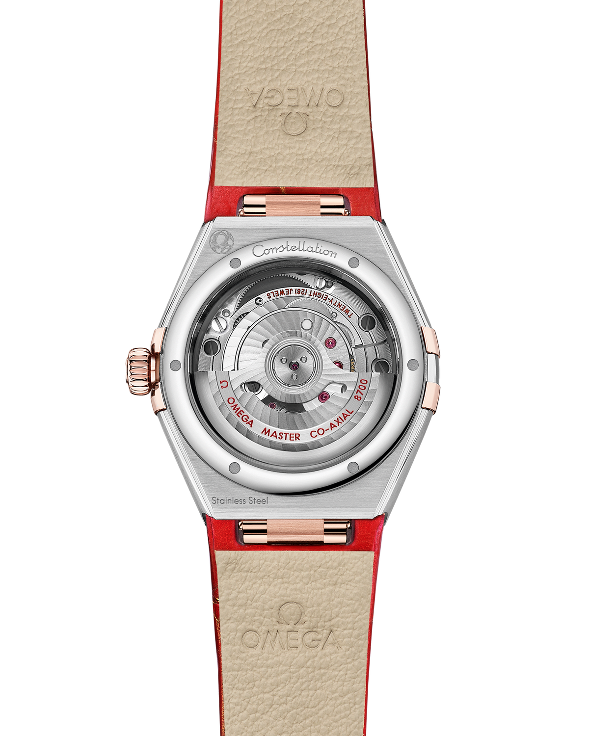 OMEGA Constellation 131.23.29.20.99.002, 29 mm steel & sedna™ gold with red dial – official gallery image 2