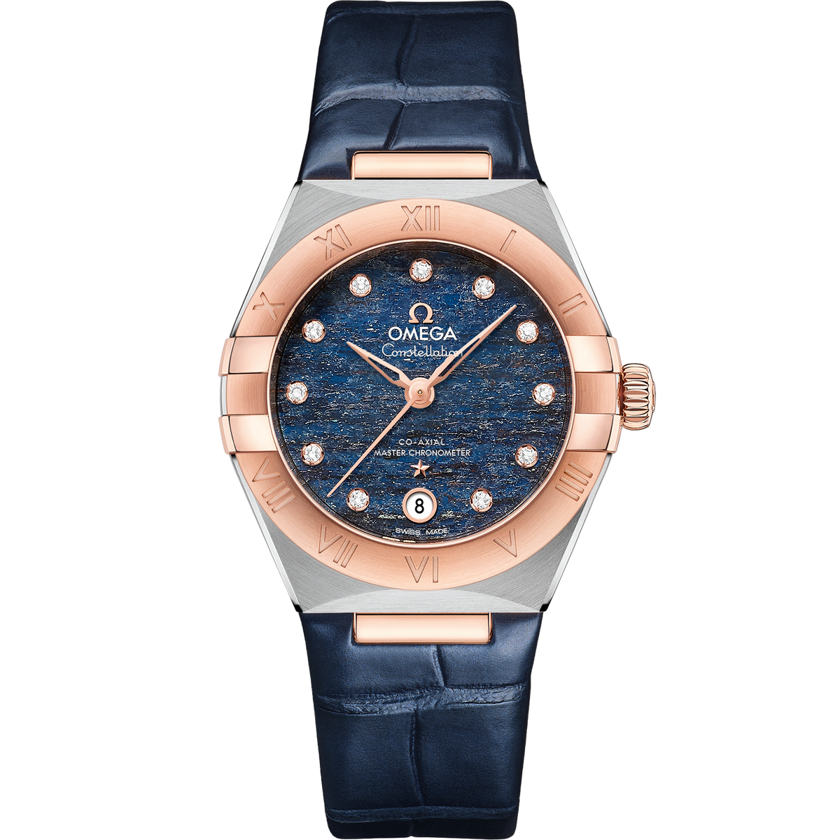 OMEGA Constellation 131.23.29.20.99.003, 29 mm steel & sedna™ gold with blue dial – front view