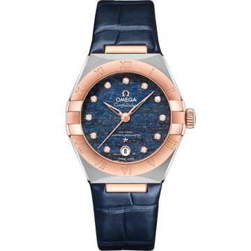 OMEGA Constellation 131.23.29.20.99.003, 29 mm steel & sedna™ gold with blue dial – front view