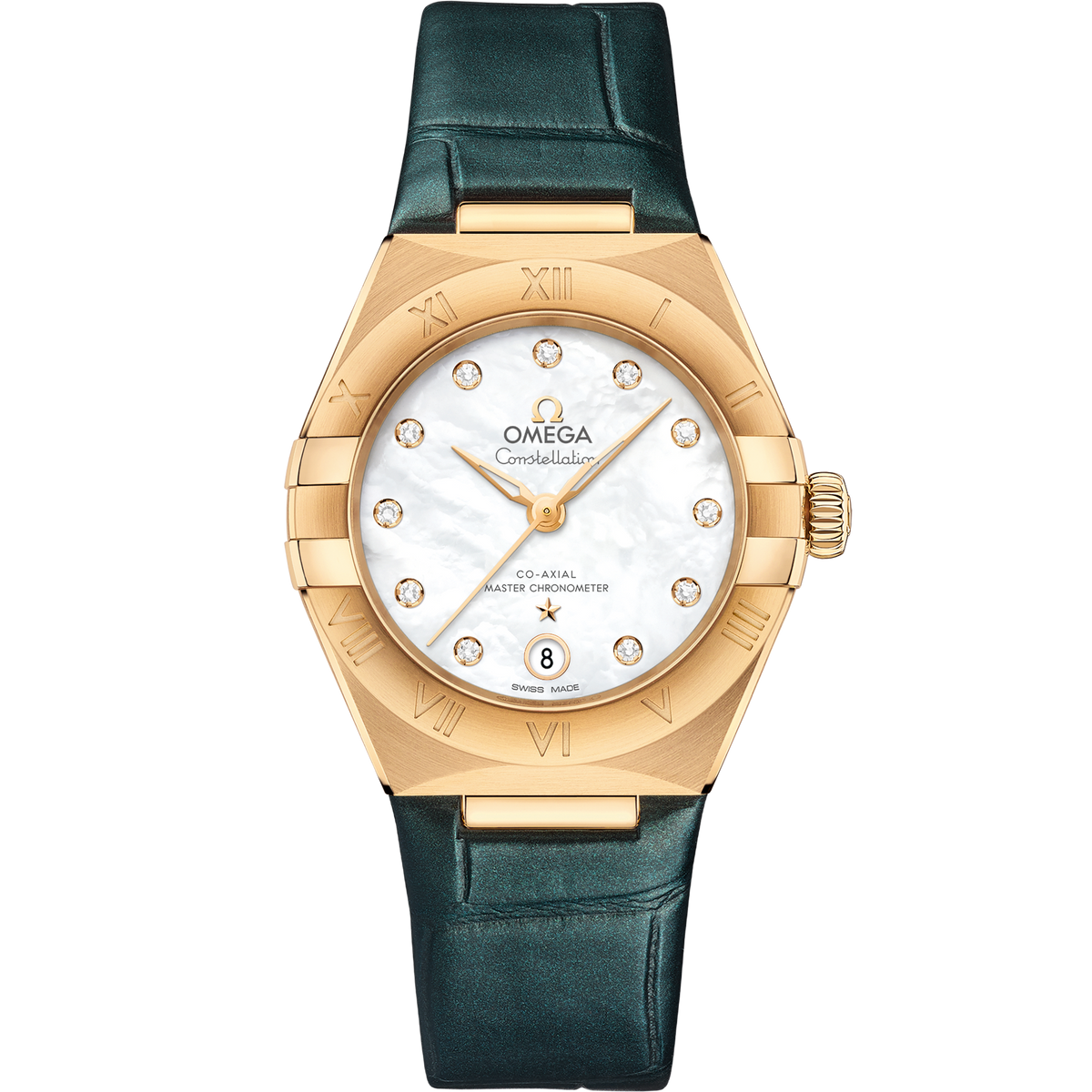 OMEGA Constellation 131.53.29.20.55.001, 29 mm yellow gold with mother-of-pearl dial – front view