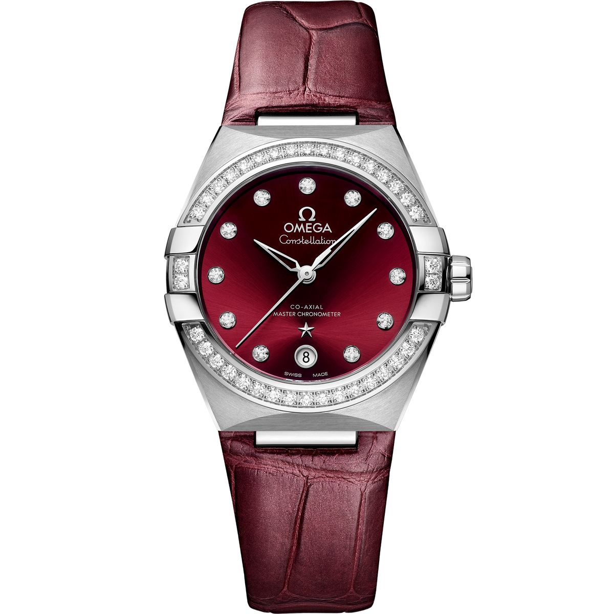 OMEGA Constellation 131.18.36.20.61.001, 36 mm steel with red dial – front view
