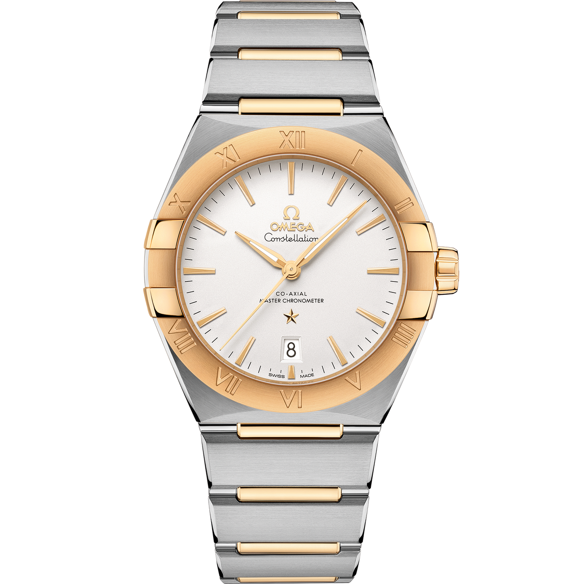 OMEGA Constellation 131.20.39.20.02.002, 39 mm steel & yellow gold with silver dial – front view