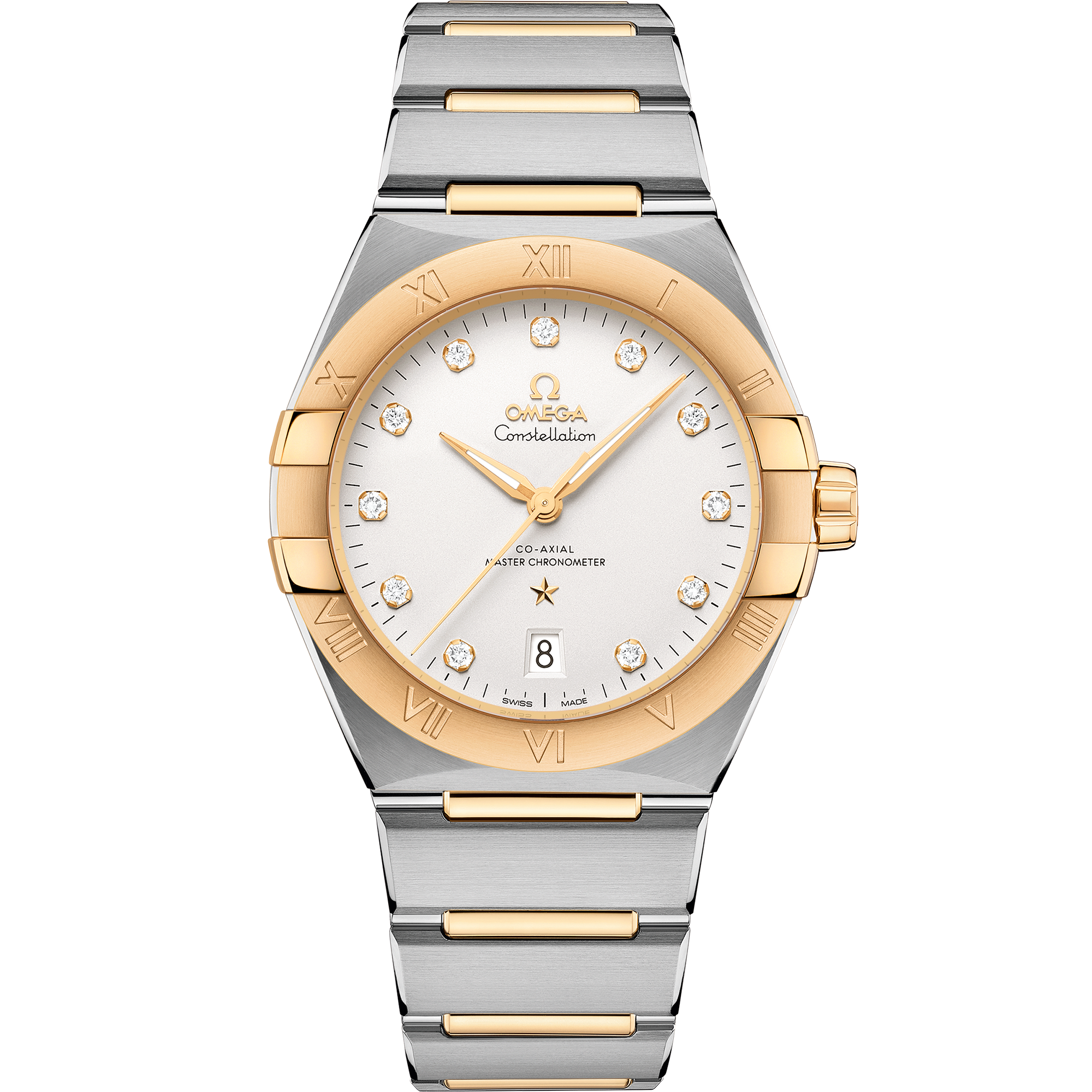 Omega Constellation 131.20.39.20.52.002 39 mm Steel & Yellow Gold Silver Dial Diamond Watch for Men