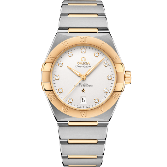 OMEGA Constellation 131.20.39.20.52.002, 39 mm steel & yellow gold with silver dial – front view