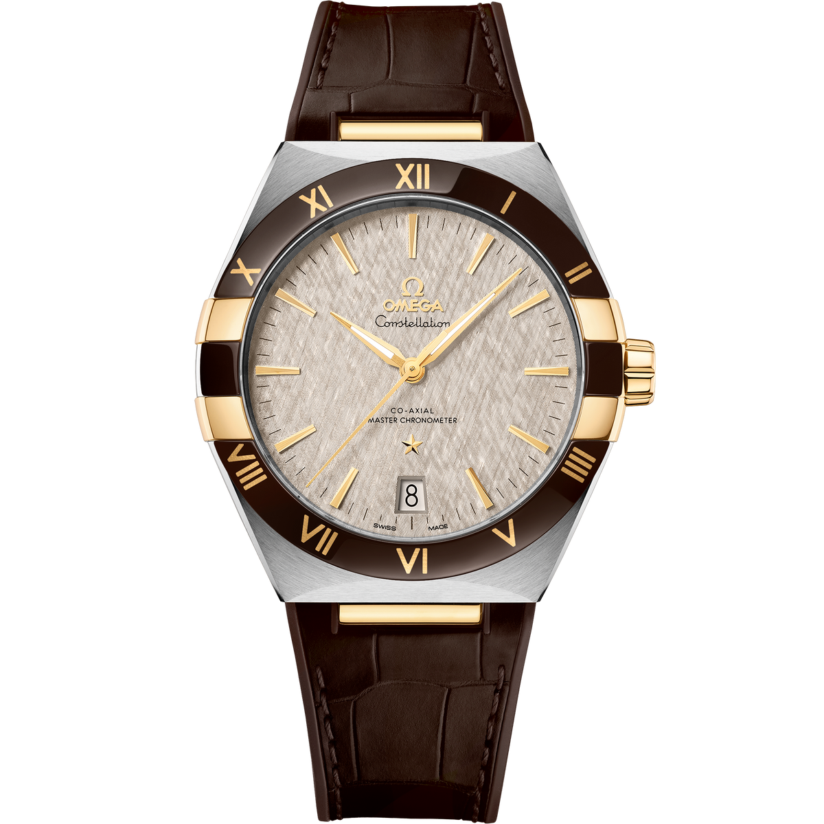 OMEGA Constellation 131.23.41.21.06.002, 41 mm steel & yellow gold with grey dial – front view
