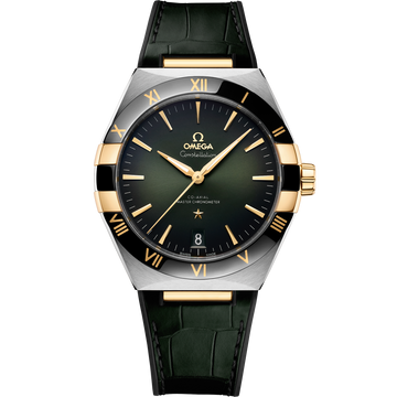 OMEGA Constellation 131.23.41.21.10.001, 41 mm steel & yellow gold with green dial – front view