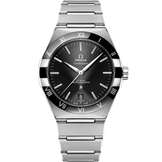 OMEGA Constellation 131.30.41.21.01.001, 41 mm steel with black dial – front view