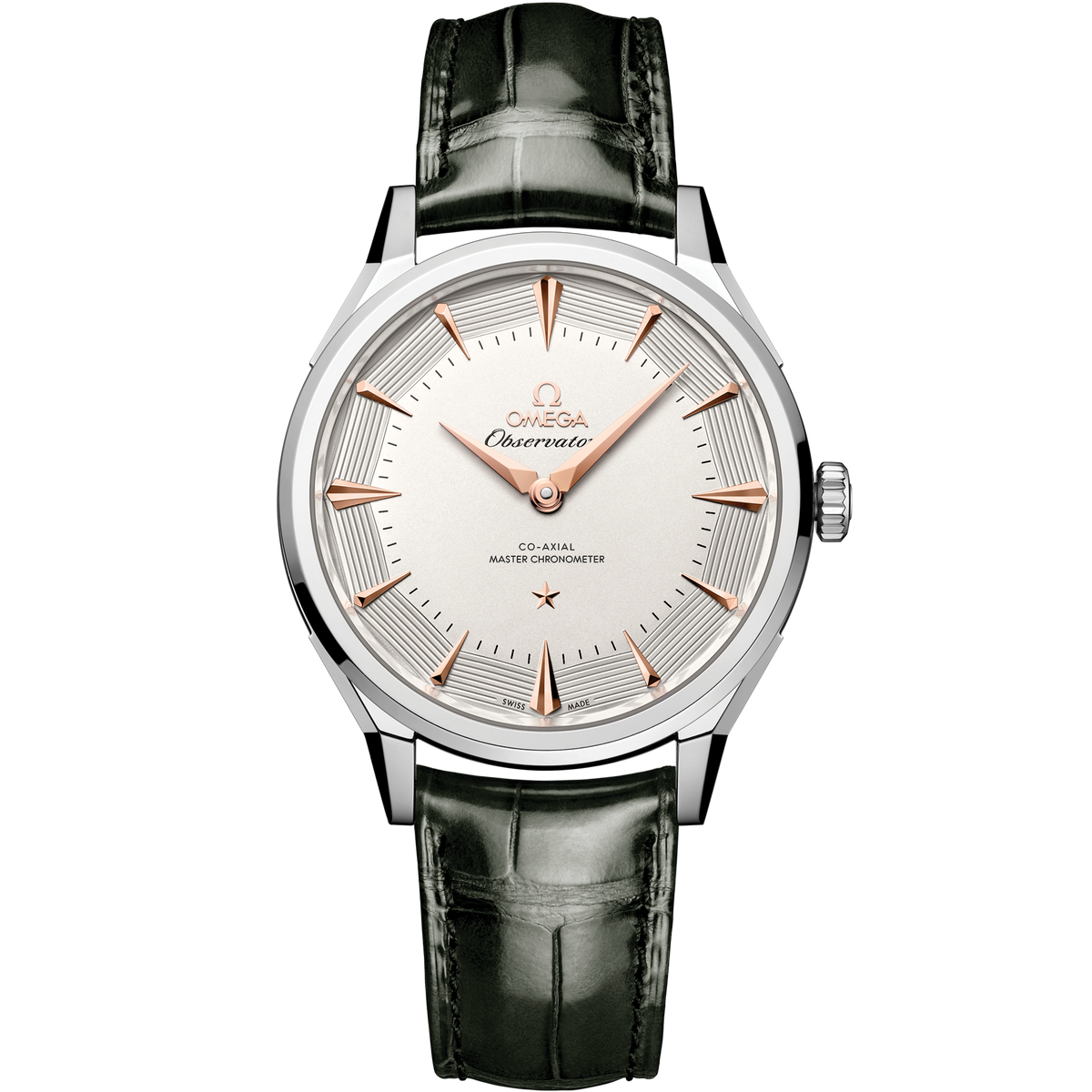 OMEGA Constellation Observatory 140.13.39.21.02.001, 39.4 mm o-megasteel with silver dial – front view