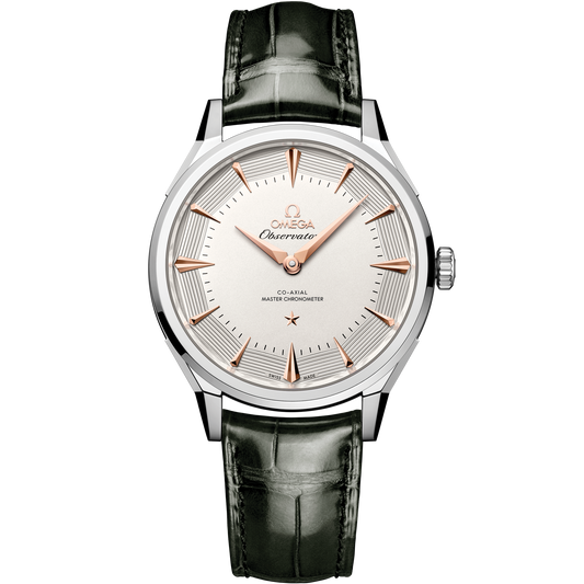 OMEGA Constellation Observatory 140.13.39.21.02.001, 39.4 mm o-megasteel with silver dial – front view