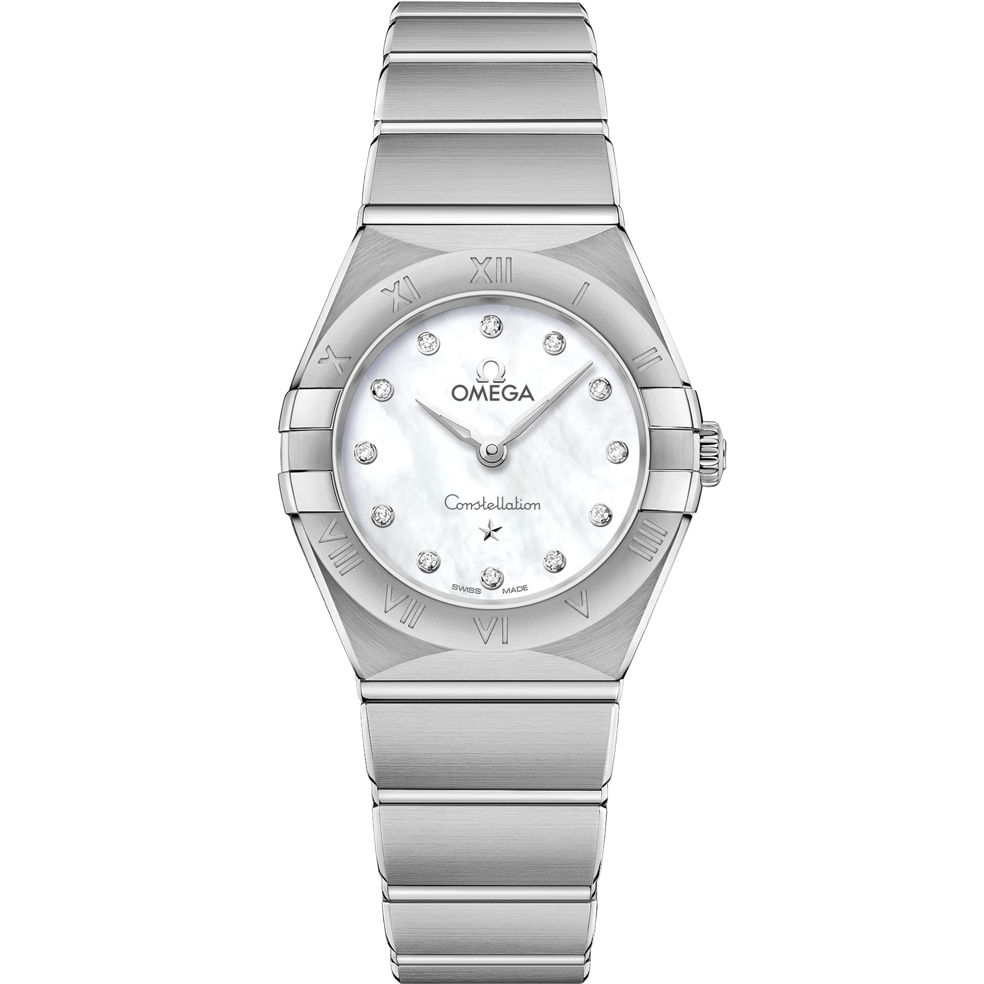 Omega Constellation Quartz 131.10.25.60.55.001 25 mm Steel Mother-of-Pearl Dial Diamond Watch for Women