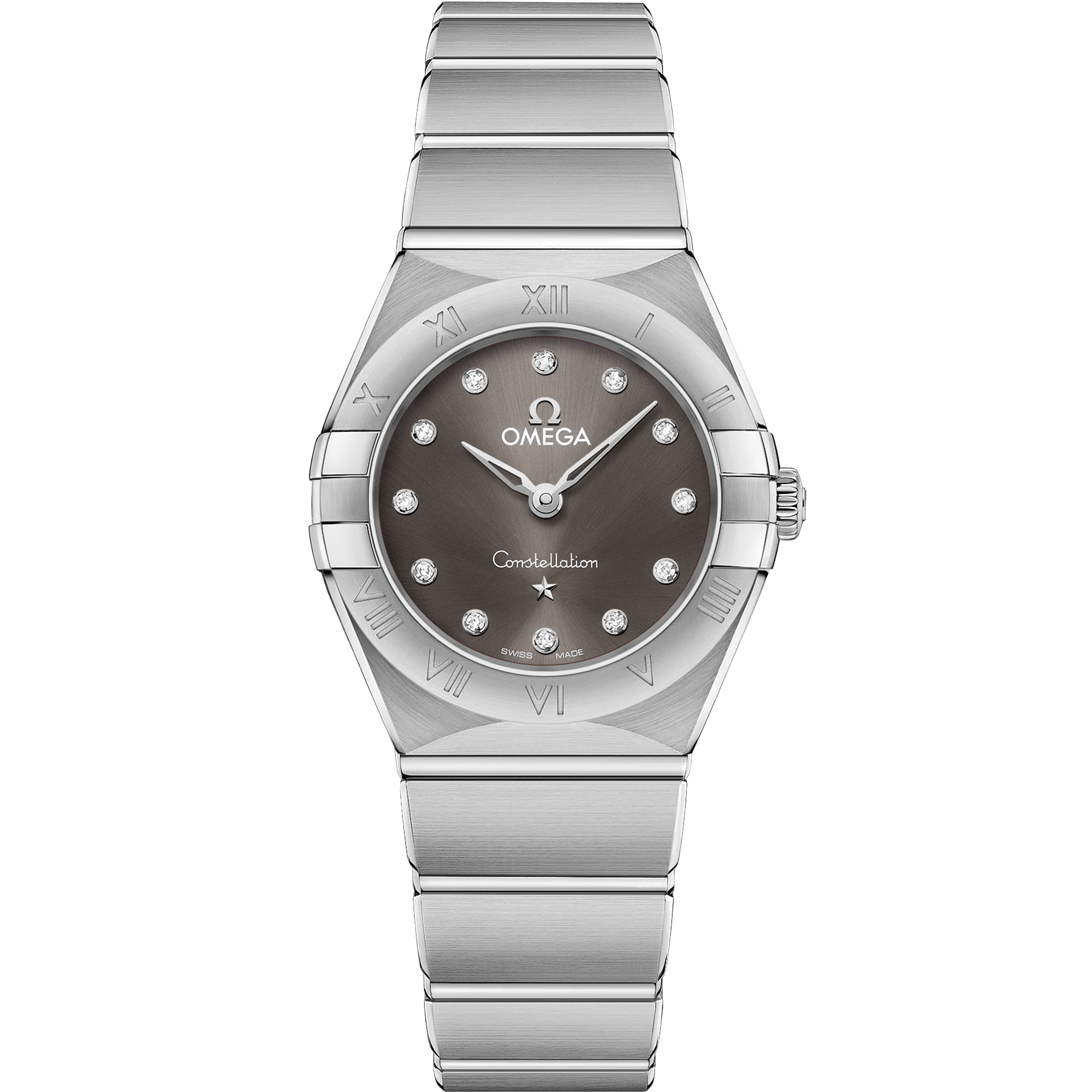 Omega Constellation Quartz 131.10.25.60.56.001 25 mm Steel Grey Dial Diamond Watch for Women