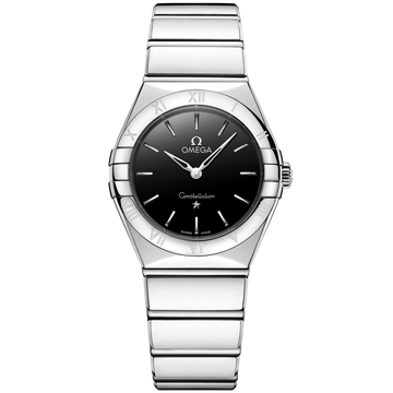 OMEGA Constellation Quartz 131.10.28.60.01.001, 28 mm steel with black dial – front view