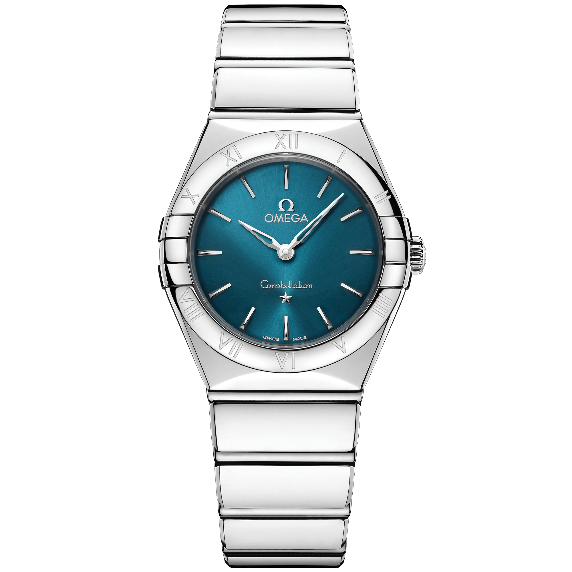 Omega Constellation Quartz 131.10.28.60.03.002 28 mm Steel Peacock Blue Dial Watch for Women