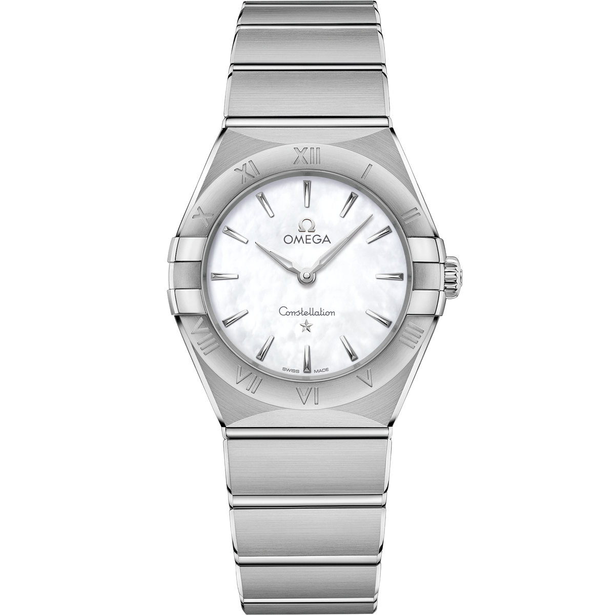 OMEGA Constellation Quartz 131.10.28.60.05.001, 28 mm steel with mother-of-pearl dial – front view