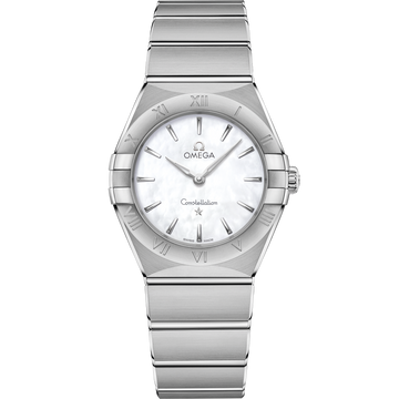 OMEGA Constellation Quartz 131.10.28.60.05.001, 28 mm steel with mother-of-pearl dial – front view