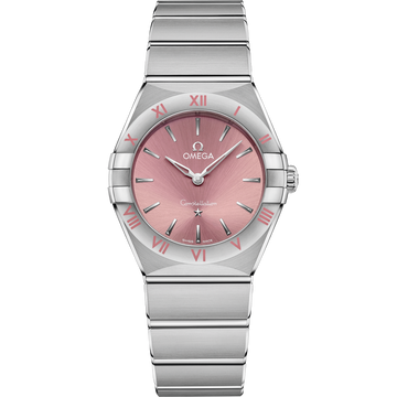 OMEGA Constellation Quartz 131.10.28.60.11.001, 28 mm steel with pink dial – front view