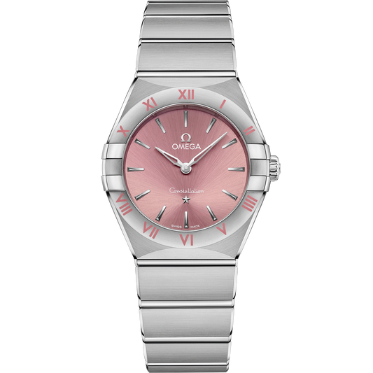 OMEGA Constellation Quartz 131.10.28.60.11.001, 28 mm steel with pink dial – front view