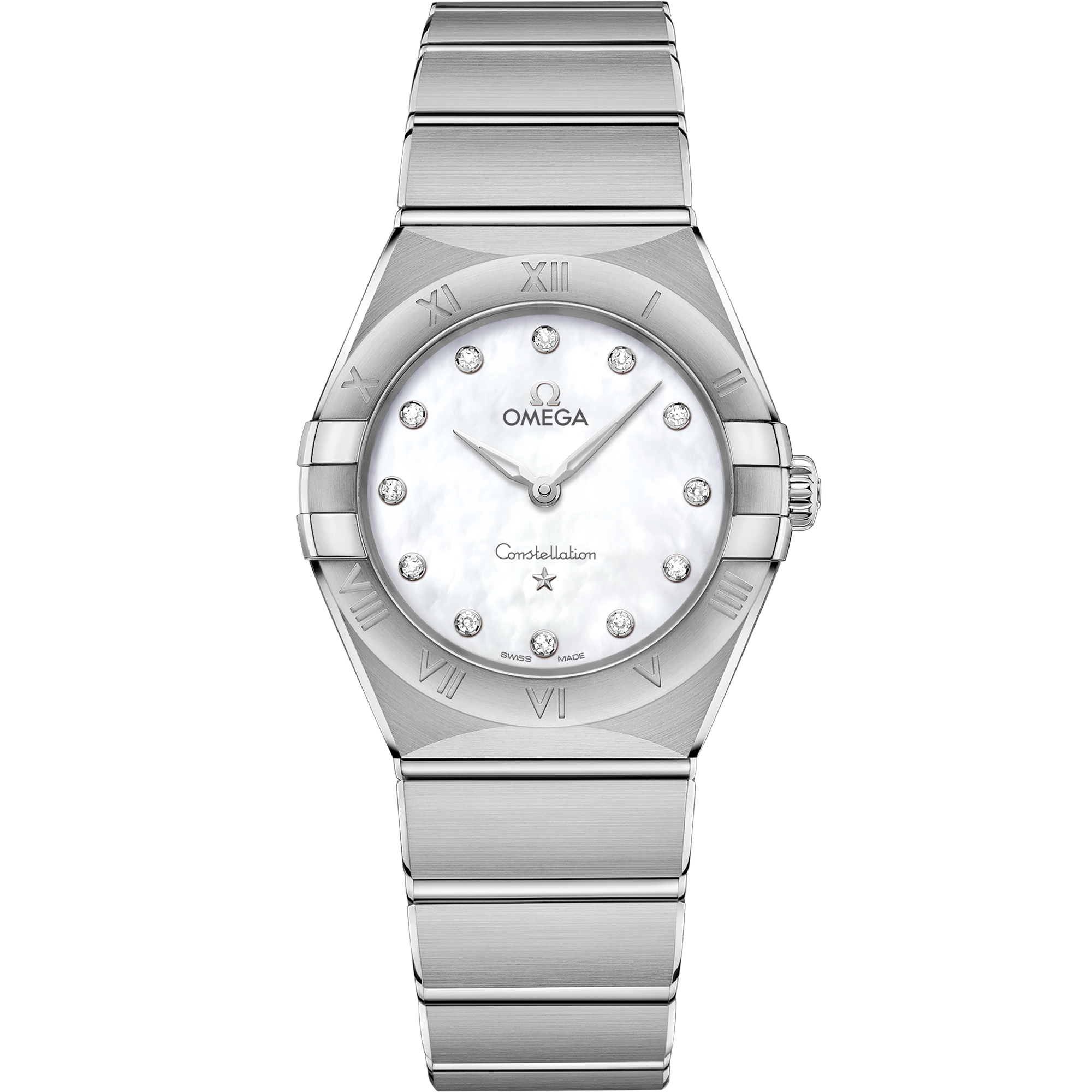 Omega Constellation Quartz 131.10.28.60.55.001 28 mm Steel Mother-of-Pearl Dial Diamond Watch for Women